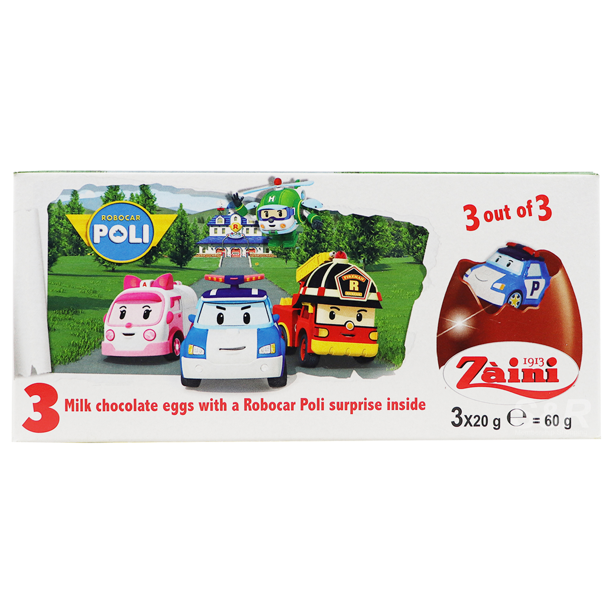Zaini Robocar Poli Milk Chocolate Eggs 3x20g Zaini Robocar Poli Milk Chocolate Eggs 3x20g